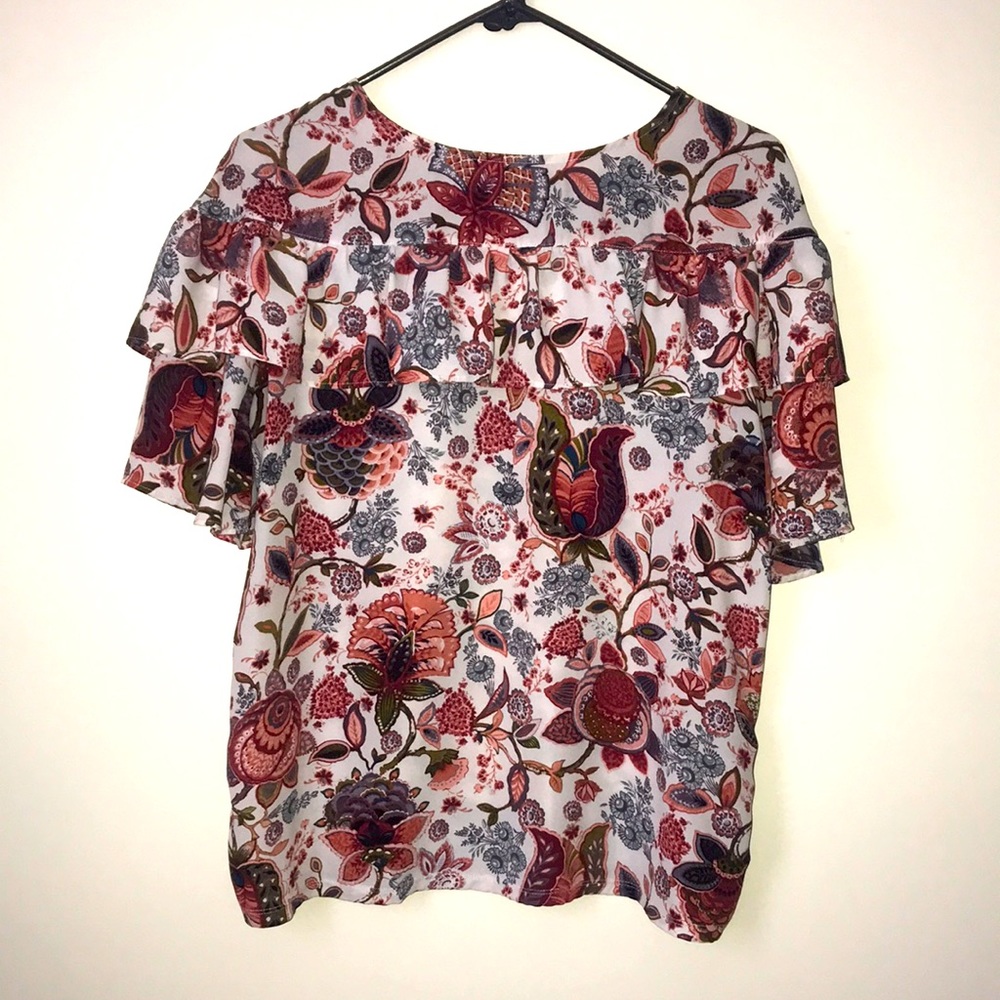 Loft Brand Short Sleeve Floral Shirt Size Small